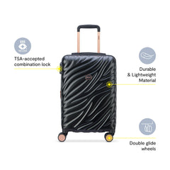 Delsey Alexis Lightweight Luggage, 4-Wheel Spinners Hardshell Suitcase, Expandable with TSA Lock ( Black/Rose Gold , Checked-Medium 25-Inch ) Black/Rose Gold Checked Medium 25 Inch U4