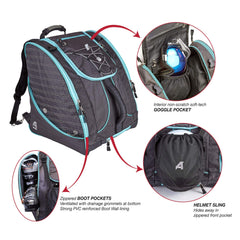 Athalon Everything Ski Boot Bag and Backpack Plus– Ski - Snowboard – Holds Everything – (Ski Boots, Helmet, Goggles, Gloves) ( Indigo/Aztec , One Size ) Indigo/Aztec One Size U2