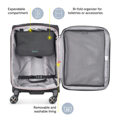 DELSEY Paris Helium DLX Softside Expandable Luggage with Spinner Wheels ( Navy Blue , Carry on 20 Inch ) Navy Blue Carry On 20 Inch U1