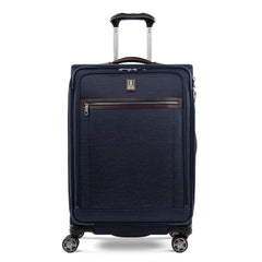 Travelpro Platinum Elite Softside Expandable Luggage, 8 Wheel Spinner Suitcase, USB Port, Suiter, Men and Women True Navy Checked Medium 25 Inch U1