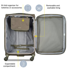 DELSEY Paris Helium DLX Softside Expandable Luggage with Spinner Wheels ( Navy Blue , Checked-Medium 25 Inch ) Navy Blue Checked Medium 25 Inch U3