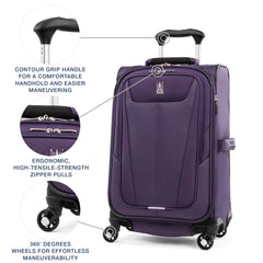 Travelpro Maxlite 5 Softside Expandable Luggage with 4 Spinner Wheels, Lightweight Suitcase, Men and Women Imperial Purple Carry On 21 Inch U1