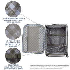 Travelpro Maxlite 5 Softside Expandable Luggage with 4 Spinner Wheels, Lightweight Suitcase, Men and Women Slate Green Checked Large 29 Inch U7