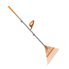 ErgieShovel ERG-LFRK24 Strain Reducing Impact Resistant Leaf Rake, 24 Steel Tines w/ 2-in Teeth, 54-Inch Shaft, w/Patented Ergonomic Second Handle, Gray/Orange U1