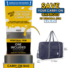 Narwey For Spirit Airlines Foldable Travel Duffel Bag Tote Carry on Luggage Sport Duffle Weekender Overnight for Women and Girls (3112 Dark Blue ( with Shoulder Strap)) U1