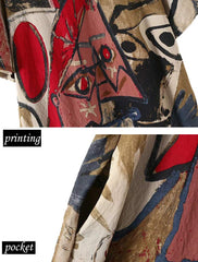 FTCayanz Women's Casual Midi Dresses Short Sleeve Loose Print T Shirt Dress with Pockets Brown XX-Large U1