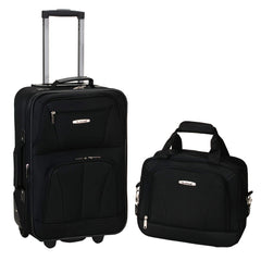 Rockland Fashion Softside Upright Luggage Set, Expandable, Black, 2-Piece (14/19) U1