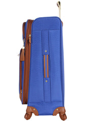 steve madden Designer Luggage Collection - 4 Piece Softside Expandable Lightweight Spinner Suitcase Set - Travel Set includes a Tote Bag, 20-Inch Carry on, 24 & 28 Inch Checked Suitcases (Blue) U1