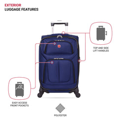 SwissGear Sion Softside Expandable Roller Luggage, Blue, Carry-On 21-Inch U1