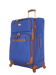steve madden Designer Luggage Collection - 4 Piece Softside Expandable Lightweight Spinner Suitcase Set - Travel Set includes a Tote Bag, 20-Inch Carry on, 24 & 28 Inch Checked Suitcases (Blue) U1