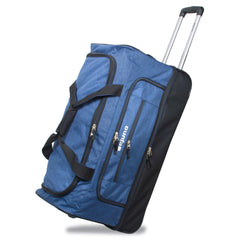 Dejuno 28-Inch Lightweight Denim Drop Bottom Rolling Duffel Bag, Blue U1