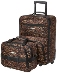 Rockland Fashion Softside Upright Luggage Set, Leopard, 2-Piece (14/19) U1