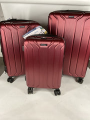 NONSTOP NEW YORK Luggage Expandable Spinner Wheels hard side shell Travel Suitcase Set 3 Piece Lightweight, TSA Lock, Double USB Port + 2 packing cubes - Burgundy/3-Piece Set (20/24/28)
