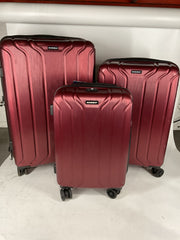 NONSTOP NEW YORK Luggage Expandable Spinner Wheels hard side shell Travel Suitcase Set 3 Piece Lightweight, TSA Lock, Double USB Port + 2 packing cubes - Burgundy/3-Piece Set (20/24/28)