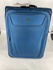 Travelpro Maxlite 5 Softside Expandable Upright 2 Wheel Luggage, Lightweight Suitcase, Men and Women - Azure Blue/Checked-Medium 26-Inch