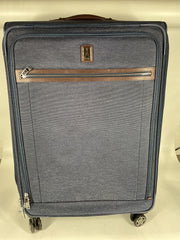 Travelpro Platinum Elite Softside Expandable Luggage, 8 Wheel Spinner Suitcase, USB Port, Suiter, Men and Women - True Navy/Checked-Large 29-Inch