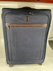 Travelpro Platinum Elite Softside Expandable Luggage, 8 Wheel Spinner Suitcase, USB Port, Suiter, Men and Women - True Navy/Checked-Large 29-Inch