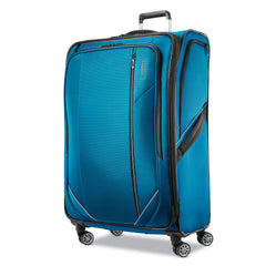 AMERICAN TOURISTER Zoom Turbo Softside Expandable Spinner Wheel Luggage - Teal Blue/Checked-Large 28-Inch