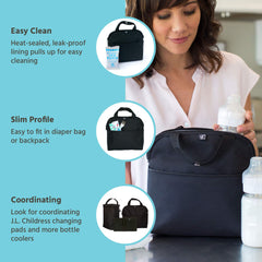 J.L. Childress MaxiCOOL 4 Bottle Breastmilk Cooler, Baby Bottle and Baby Food Bag, Insulated and Leak Proof, Ice Pack Included U2