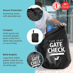 J.L. Childress Gate Check Bag for Car Seats - Air Travel Bag - Fits Convertible Car Seats, Infant carriers & Booster Seats U1