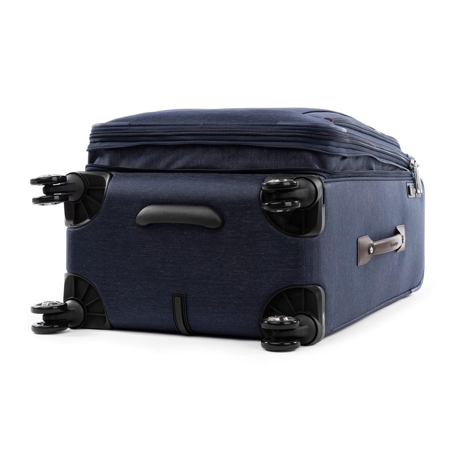 Travelpro Platinum Elite Softside Expandable Luggage, 8 Wheel Spinner Suitcase, USB Port, Suiter, Men and Women True Navy Checked Medium 25 Inch U1