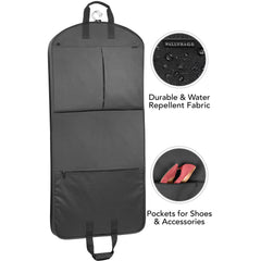 WallyBags® 52” Deluxe Travel Garment Bag with two pockets ( Black , 52-inch ) Black 52 Inch U2