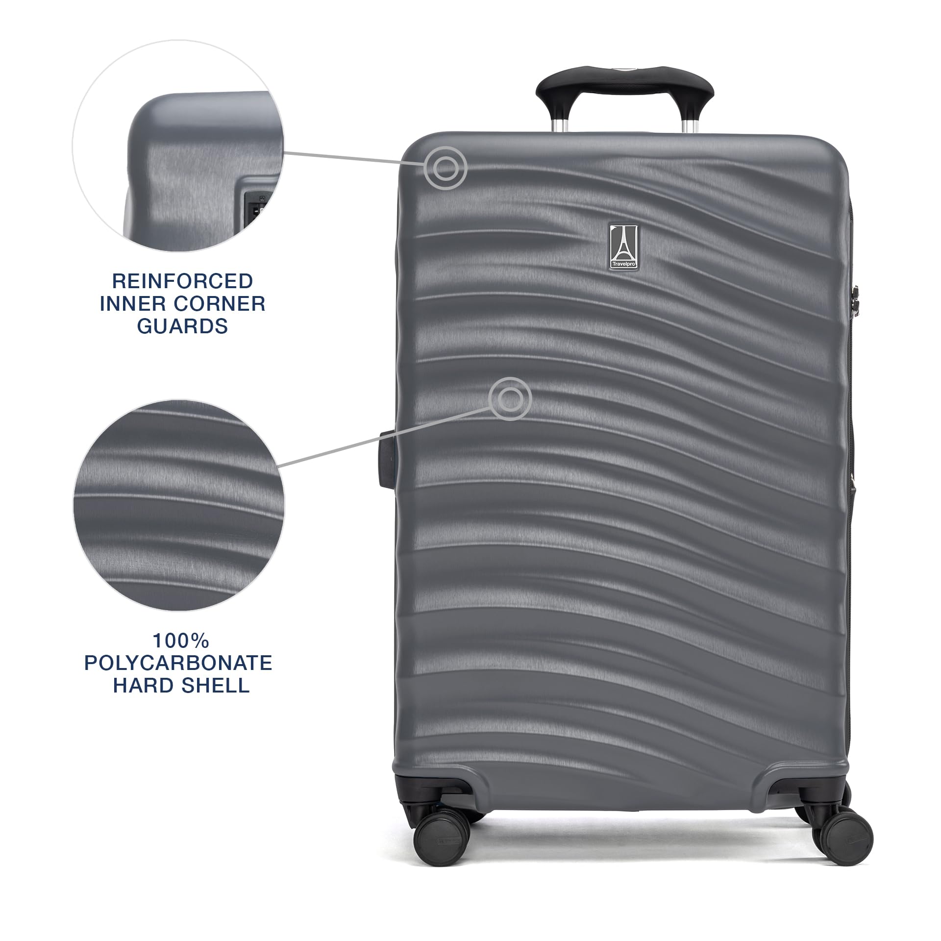 Travelpro Maxlite Air V2 Hardside Expandable Luggage, 8 Spinner Wheels, Lightweight Hard Shell Suitcase, TSA lock ( Shadow Grey , Checked Medium 25-Inch ) Shadow Grey Checked Medium 25 Inch U1