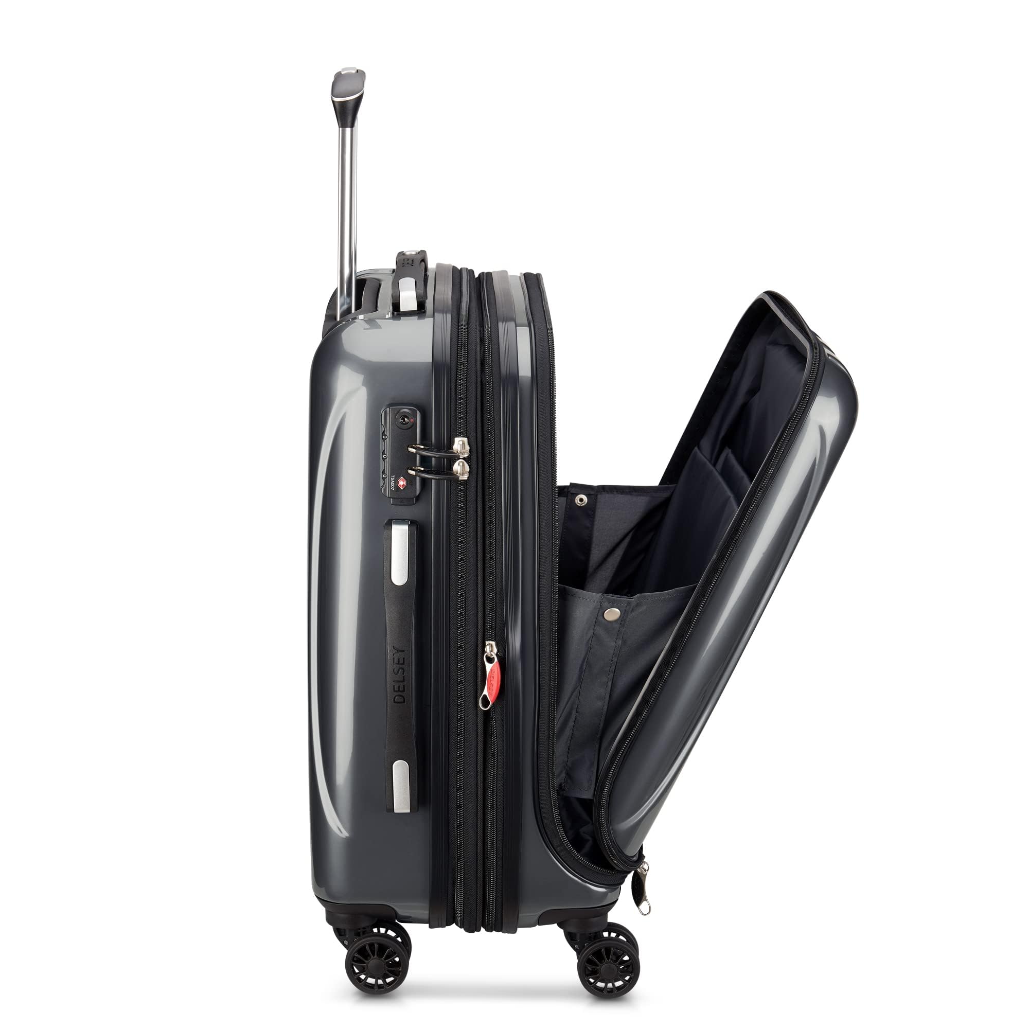 DELSEY Paris Helium Aero Hardside Expandable Luggage with Spinner Wheels ( Titanium , Carry-On 19 Inch ) Titanium Carry On 19 Inch U2