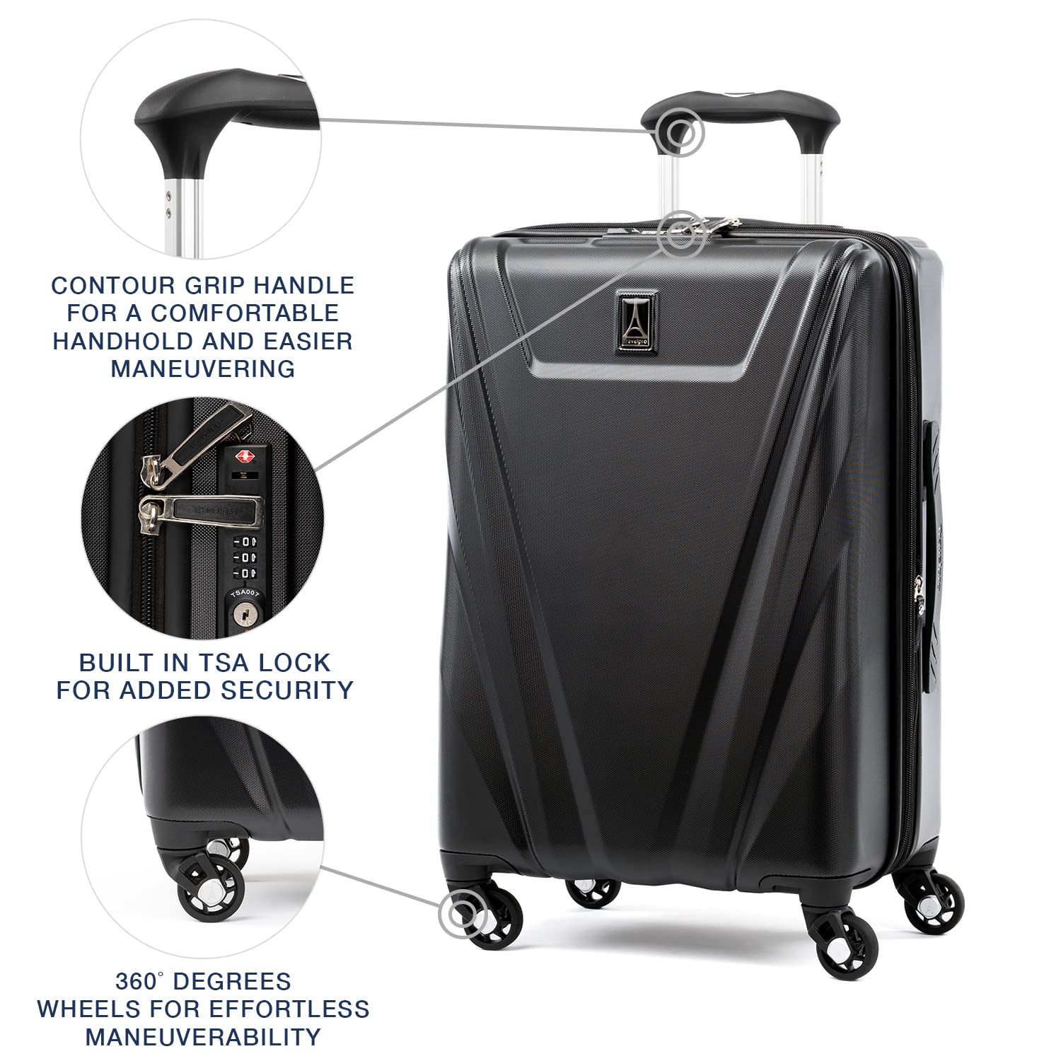 Travelpro Maxlite 5 Hardside Spinner Wheel Luggage ( Black , Carry-On 21-Inch ) Black Carry On 21 Inch U3