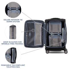 Travelpro Platinum Elite Softside Expandable Carry on Luggage, 8 Wheel Spinner Suitcase, USB Port, Suiter, Men and Women, Carry On 21-Inch ( Shadow Black , Carry-On 21-Inch ) Shadow Black Carry On 21 Inch U35