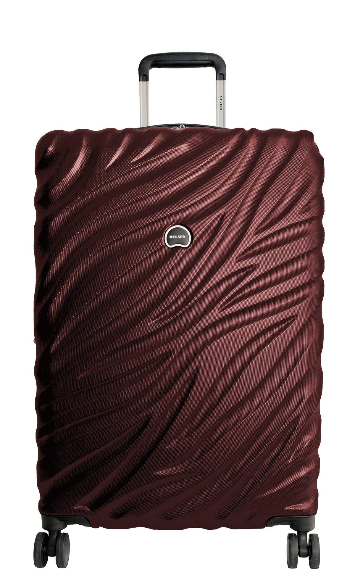Delsey Alexis Lightweight Luggage, 4-Wheel Spinners Hardshell Suitcase, Expandable with TSA Lock  ( Burgundy , Checked-Medium 25-Inch ) Burgundy Checked Medium 25 Inch U3