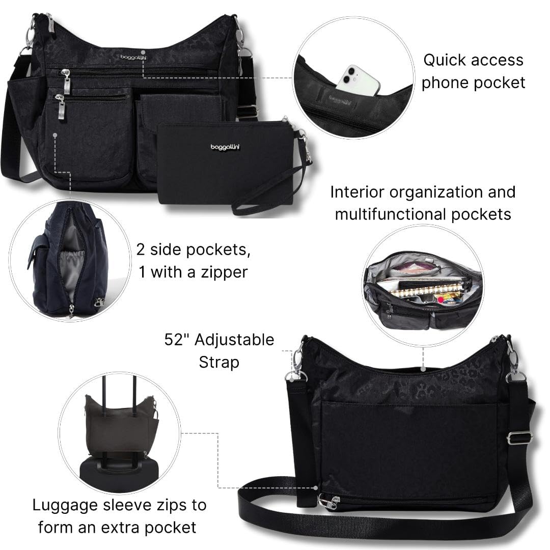 Baggallini Modern Everywhere Bag ( Black Cheetah Emboss , One Size ) Black Cheetah Emboss One Size U1