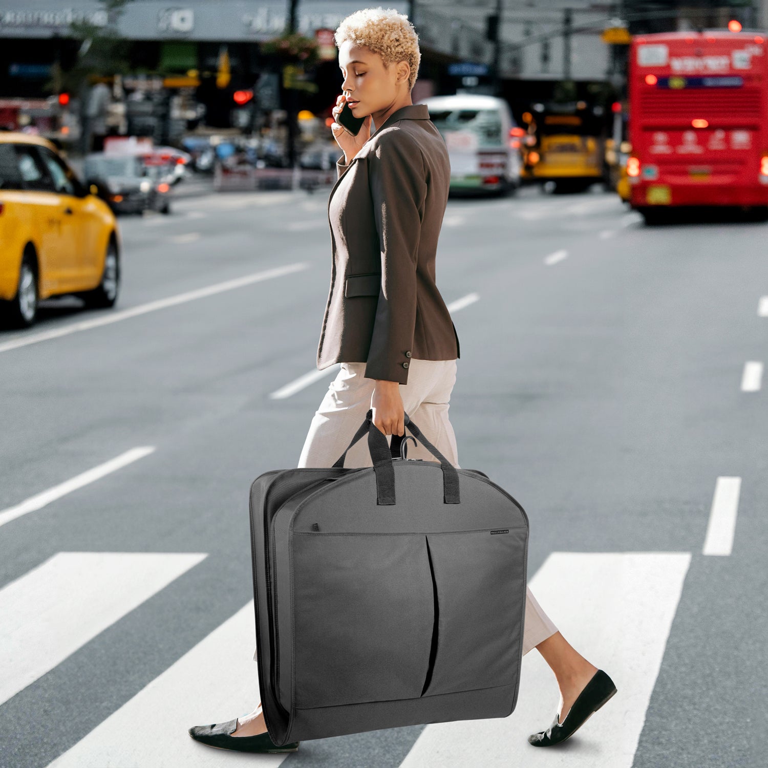 WallyBags® 52” Deluxe Travel Garment Bag with two pockets ( Black , 52-inch ) Black 52 Inch U2
