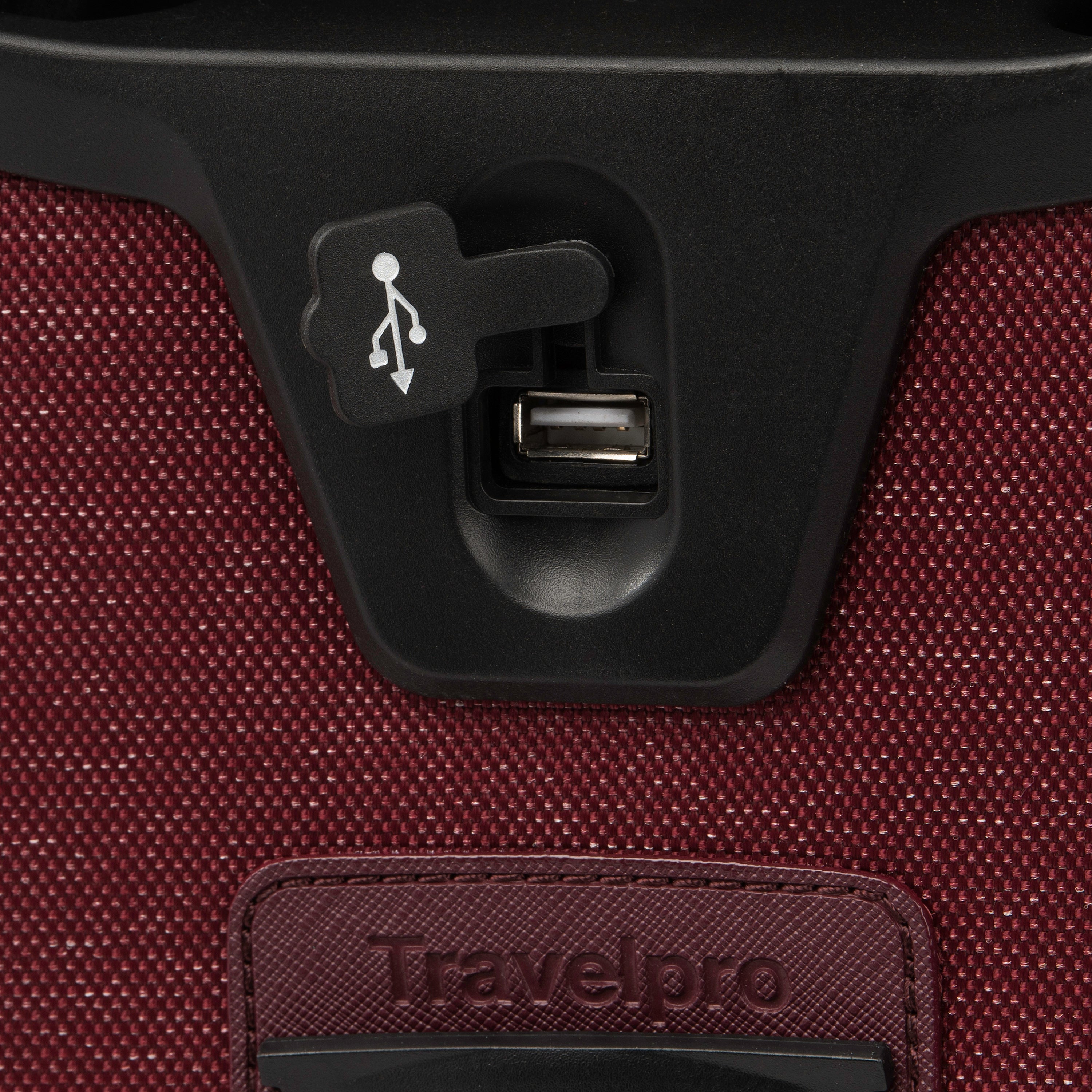 Travelpro Platinum Elite Softside Expandable Luggage, 2 Wheel Upright Suitcase, USB Port, Men and Women Bordeaux Carry On 22 Inch U8