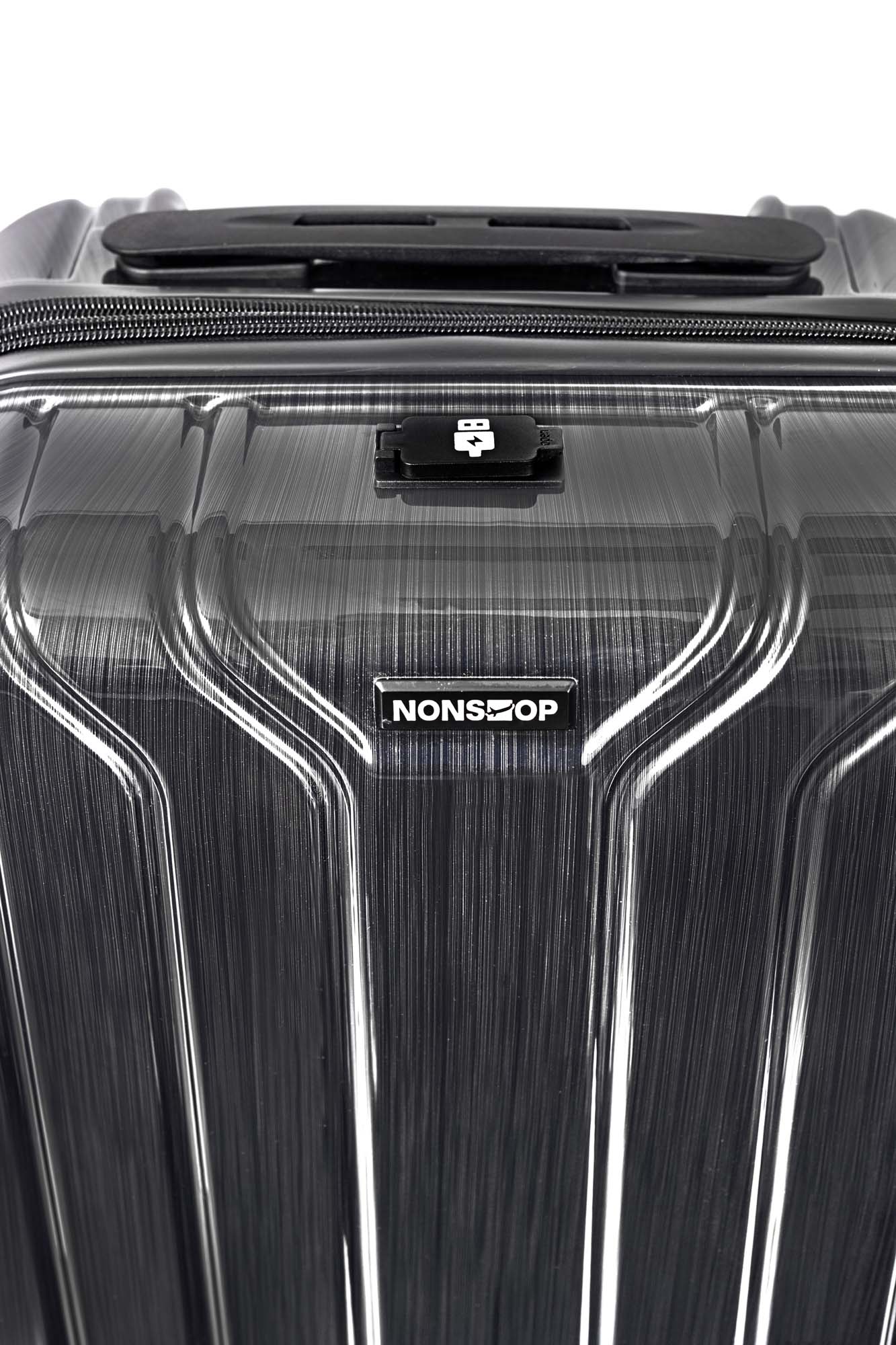 NONSTOP New York Elite Luggage Expandable Lightweight Spinner Wheels hard side shell Travel Suitcase Set, TSA Lock, Double USB Port, 3 packing cubes Charcoal 3 Piece Set 20 24 28 U1
