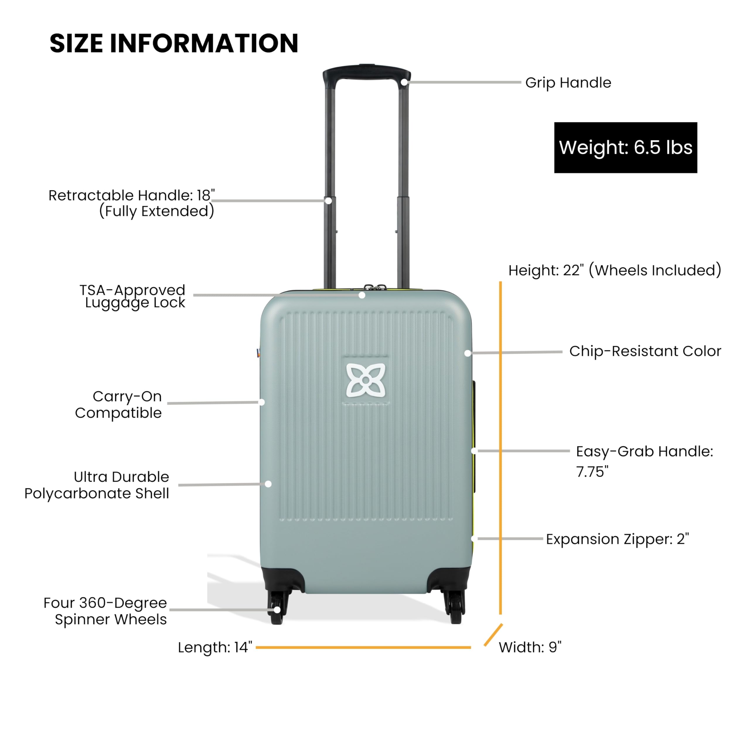 Sherpani Meridian, 22 Inch Carry On Luggage Airline Approved, Rolling Hardside Suitcase 22x14x9, Travel Luggage for Women, Expandable Suitcase, Travel Gift ( St. Lucia , 22-Inch Carry On ) St. Lucia 22 Inch Carry On U1