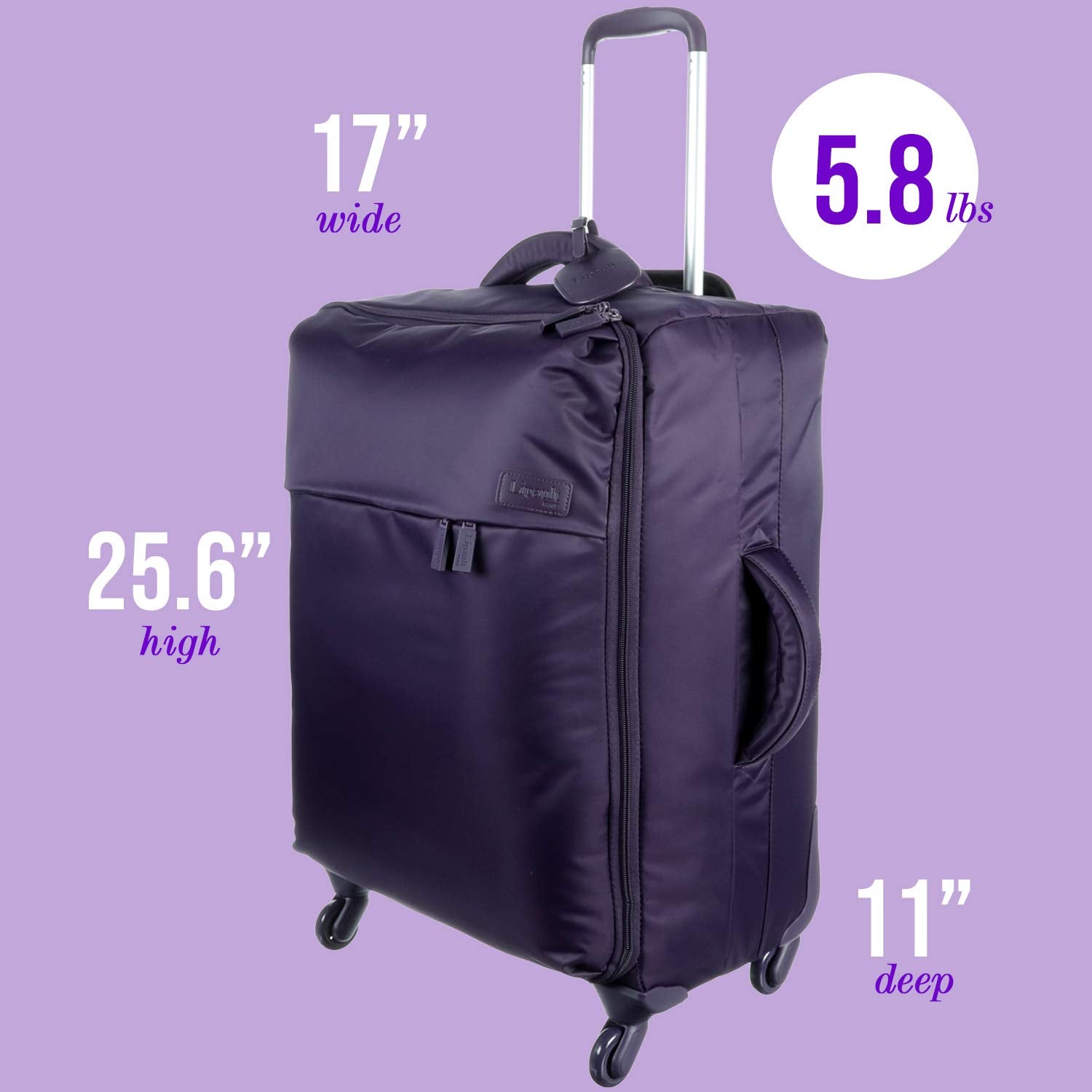 Lipault - Original Plume Spinner 65/24 Luggage - Carry On Suitcase Rolling Bag for Women – Purple   U1