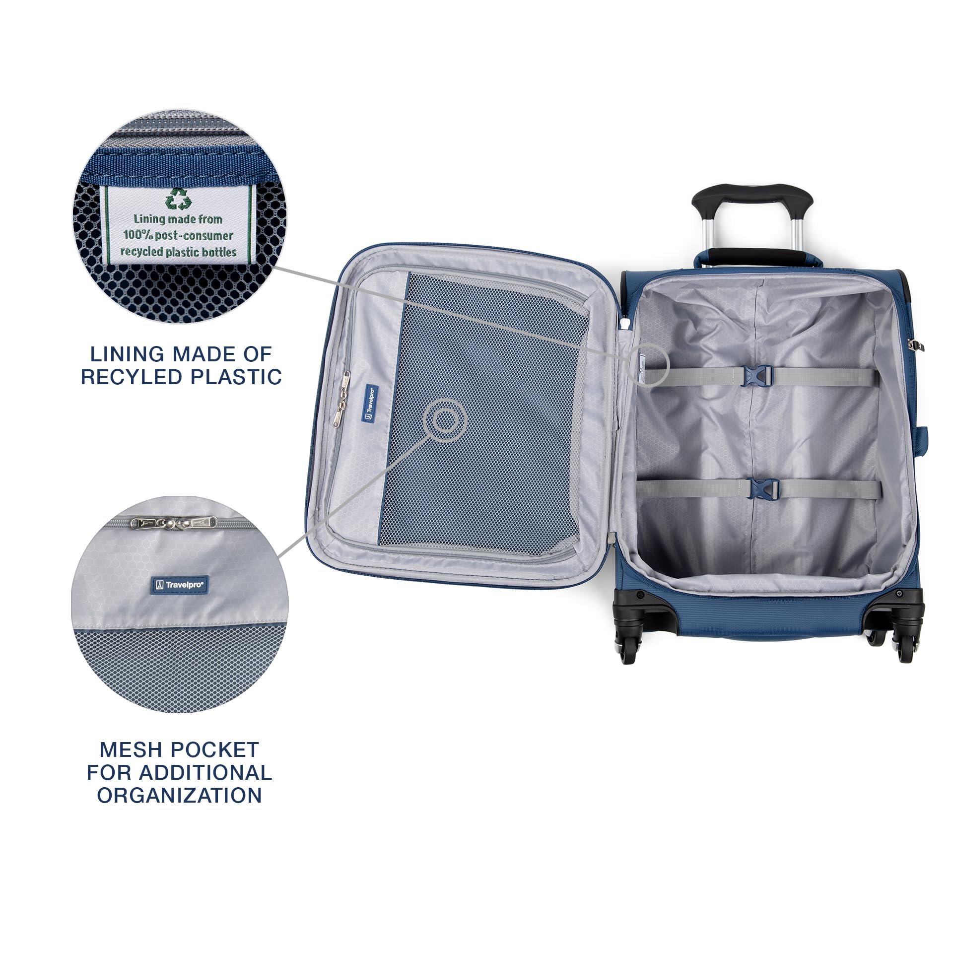 Travelpro Maxlite 5 Softside Expandable Luggage with 4 Spinner Wheels, Lightweight Suitcase, Men and Women ( Ensign Blue , Carry-on 19-Inch ) Ensign Blue Carry On 19 Inch U7