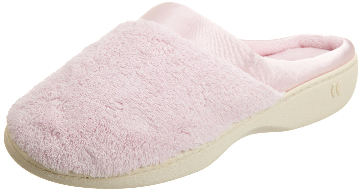 Isotoner Women's Microterry PillowStep Satin Cuff Clog Slippers ( Peony , 7.5-8 ) Peony 7 5 8 U1