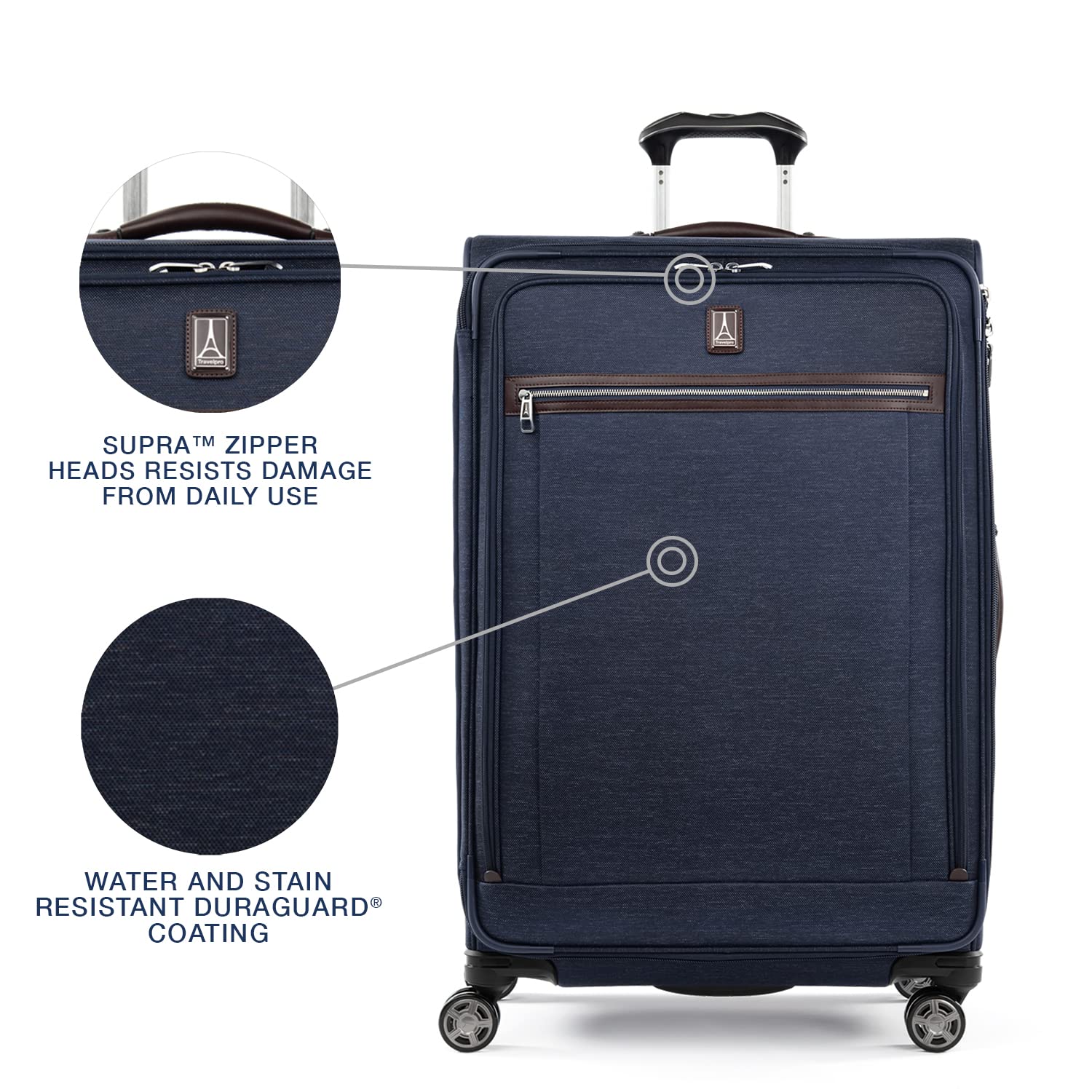 Travelpro Platinum Elite Softside Expandable Checked Luggage, 8 Wheel Spinner Large Suitcase, TSA Lock, Men and Women ( True Navy Blue , Checked-Large 29-Inch ) True Navy Blue Checked Large 29 Inch U10