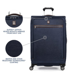 Travelpro Platinum Elite Softside Expandable Checked Luggage, 8 Wheel Spinner Large Suitcase, TSA Lock, Men and Women ( True Navy Blue , Checked-Large 29-Inch ) True Navy Blue Checked Large 29 Inch U13