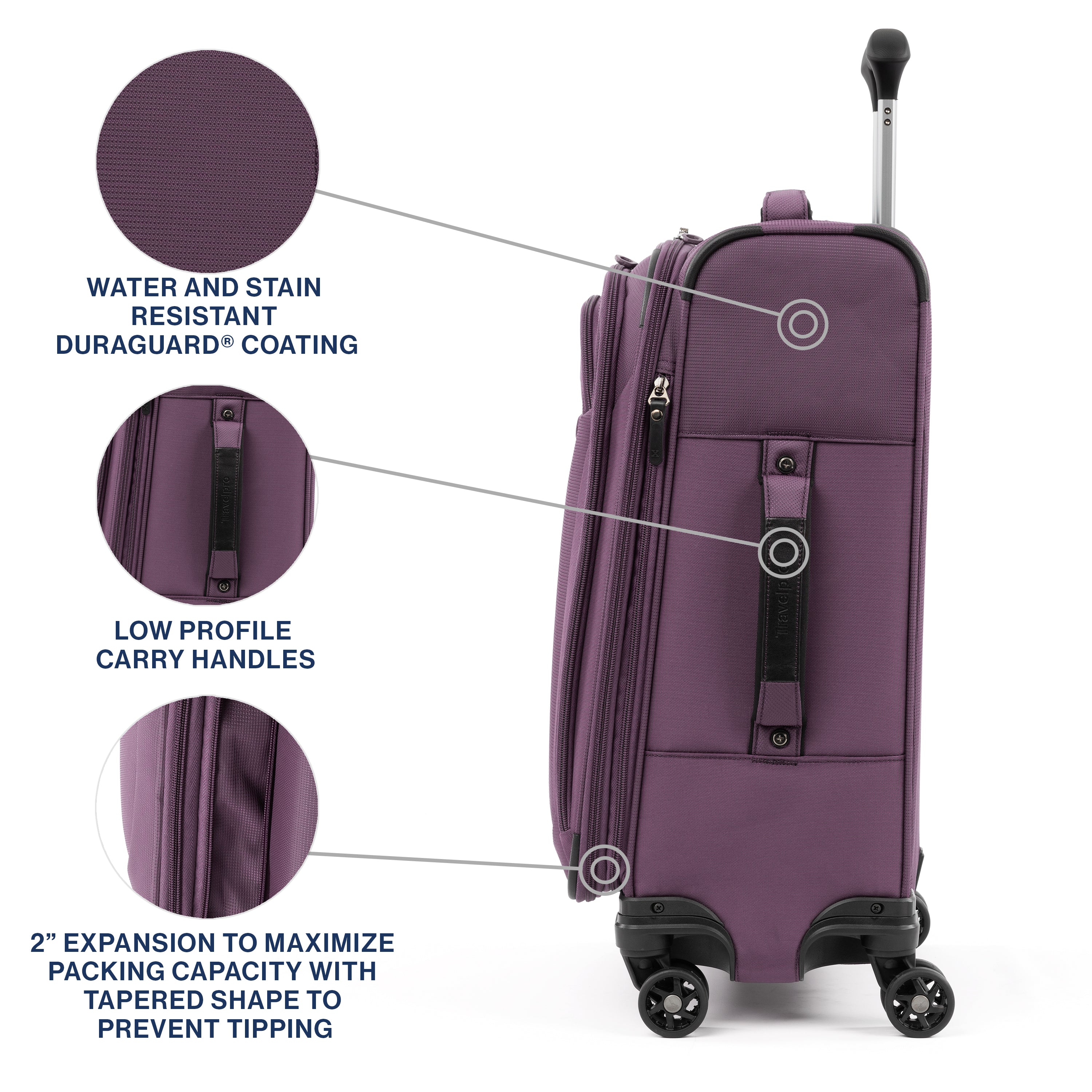 Travelpro Tourlite Softside Expandable Luggage with 4 Spinner Wheels, Lightweight Suitcase, Men and Women ( Deep Purple , Carry-On 21-Inch ) Deep Purple Carry On 21 Inch U4