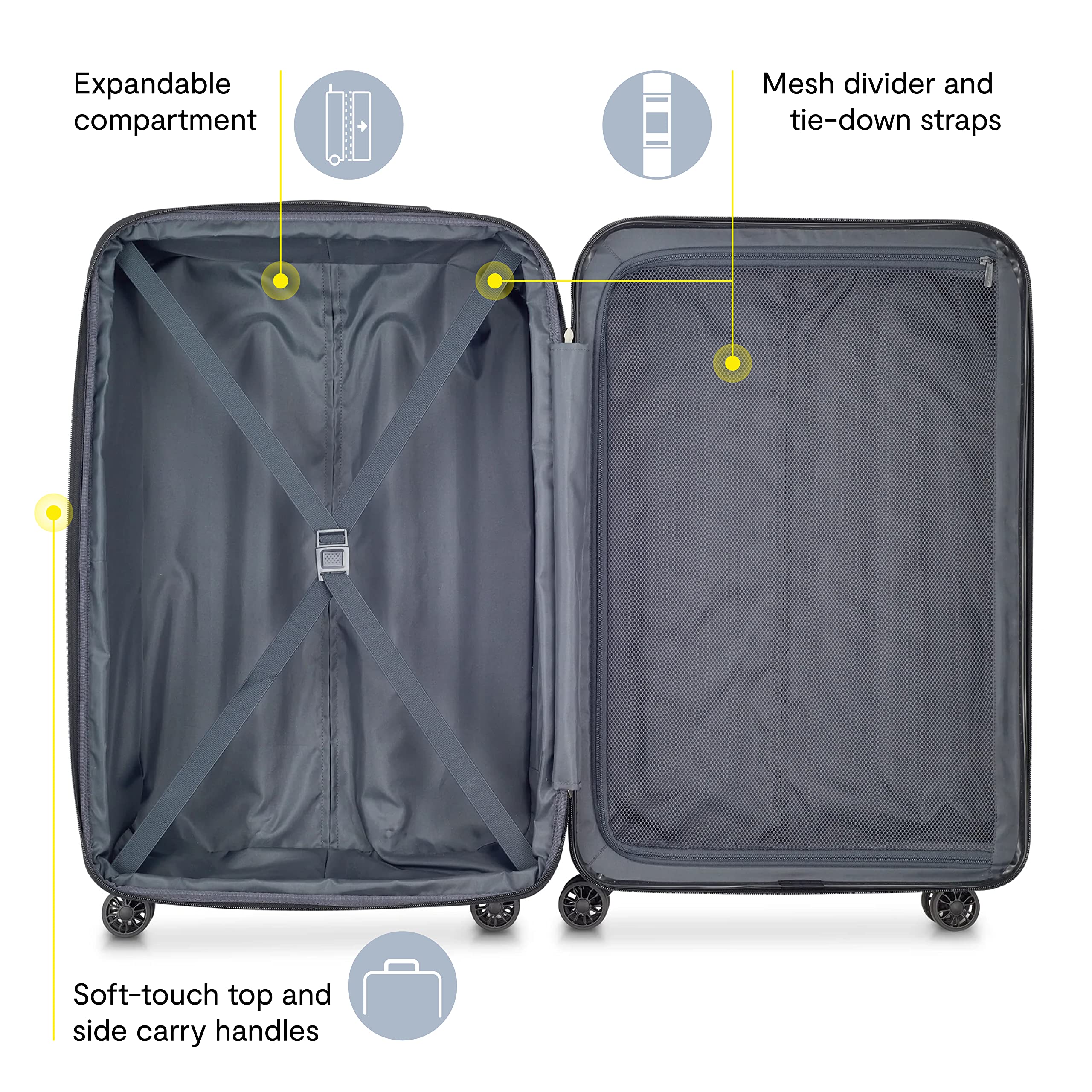 DELSEY Paris Helium Aero Hardside Expandable Luggage with Spinner Wheels ( Blue Cobalt , Checked-Medium 25 Inch ) Blue Cobalt Checked Medium 25 Inch U14