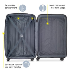 DELSEY Paris Helium Aero Hardside Expandable Luggage with Spinner Wheels ( Blue Cobalt , Checked-Medium 25 Inch ) Blue Cobalt Checked Medium 25 Inch U14