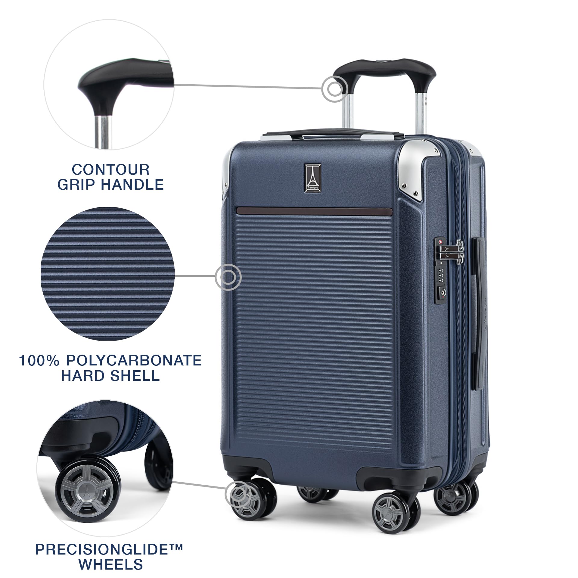 Travelpro Platinum Elite Hardside Expandable Spinner Wheel Luggage TSA Lock Hard Shell Polycarbonate Suitcase ( True Navy Blue , Carry-on 21-Inch ) True Navy Blue Carry On 21 Inch U3