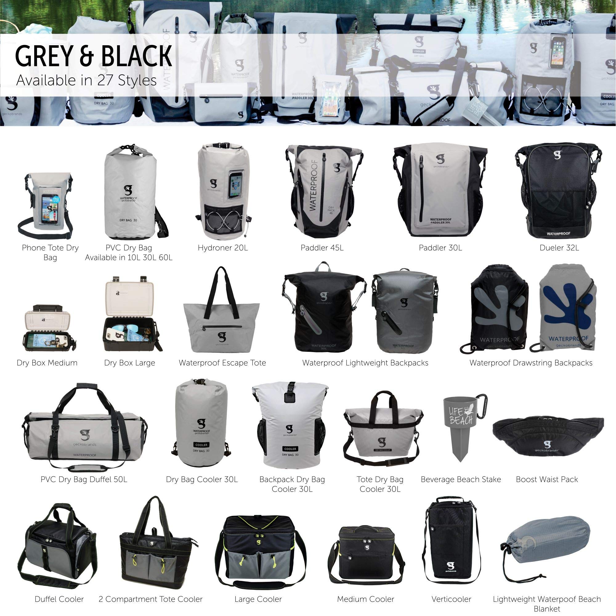 Geckobrands Durable View Dry Bag ( Black - 20L , 20L ) Black - 20L 20 L U1