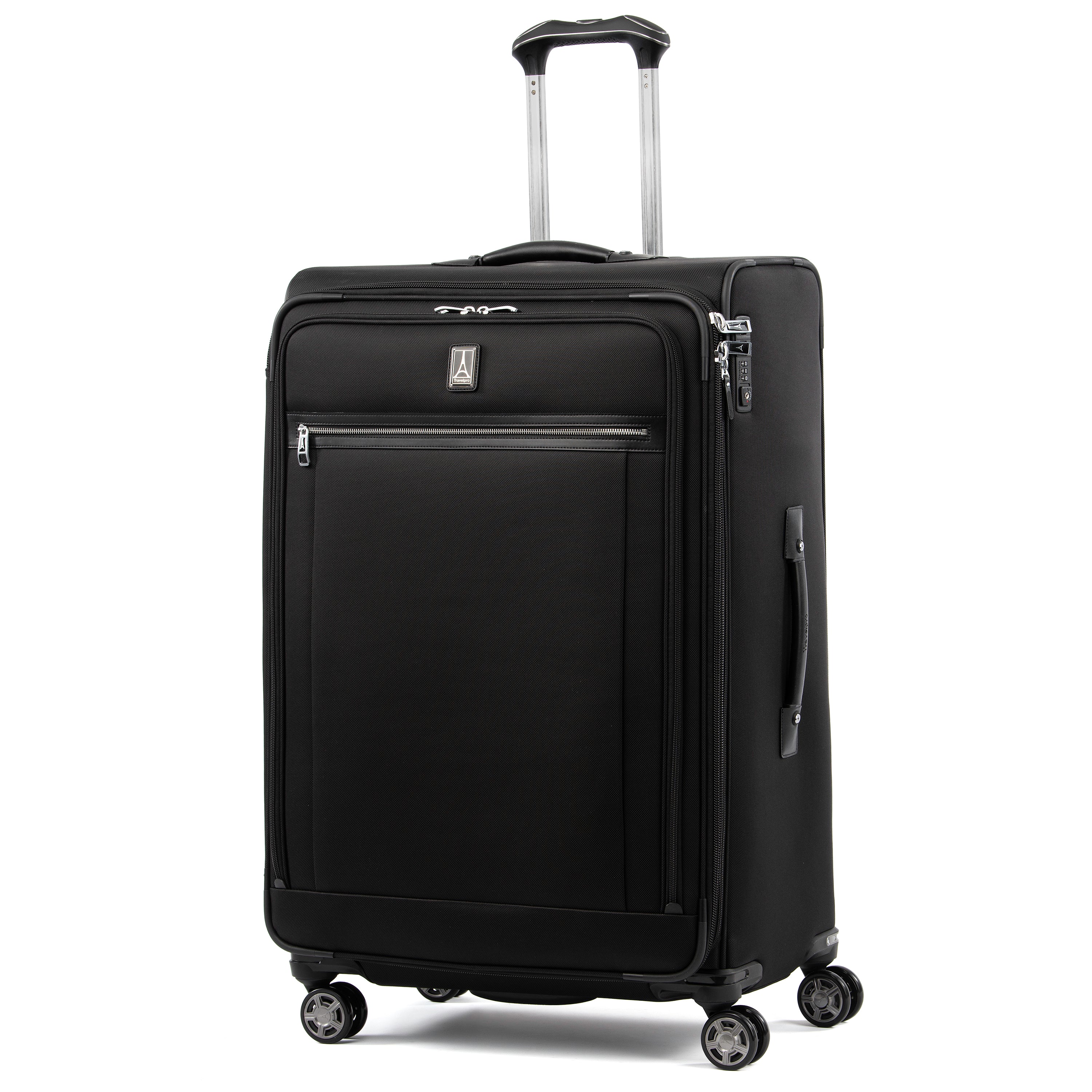 Travelpro Platinum Elite Softside Expandable Luggage, 8 Wheel Spinner Suitcase, USB Port, Suiter, Men and Women Shadow Black Checked Large 29 Inch U7