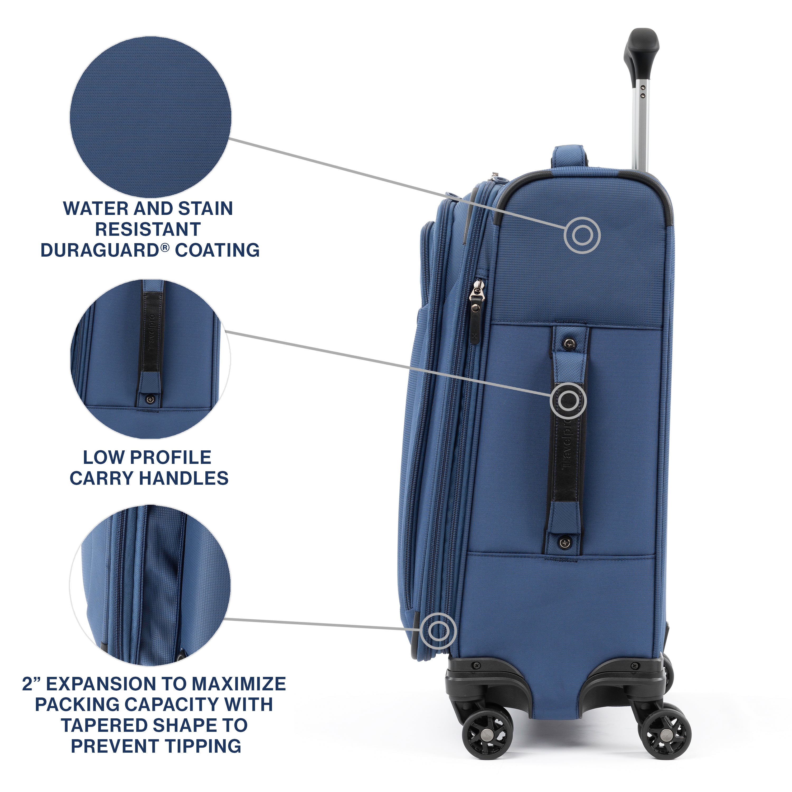 Travelpro Tourlite Softside Expandable Luggage with 4 Spinner Wheels, Lightweight Suitcase, Men and Women ( Blue , Carry-On 21-Inch ) Blue Carry On 21 Inch U39