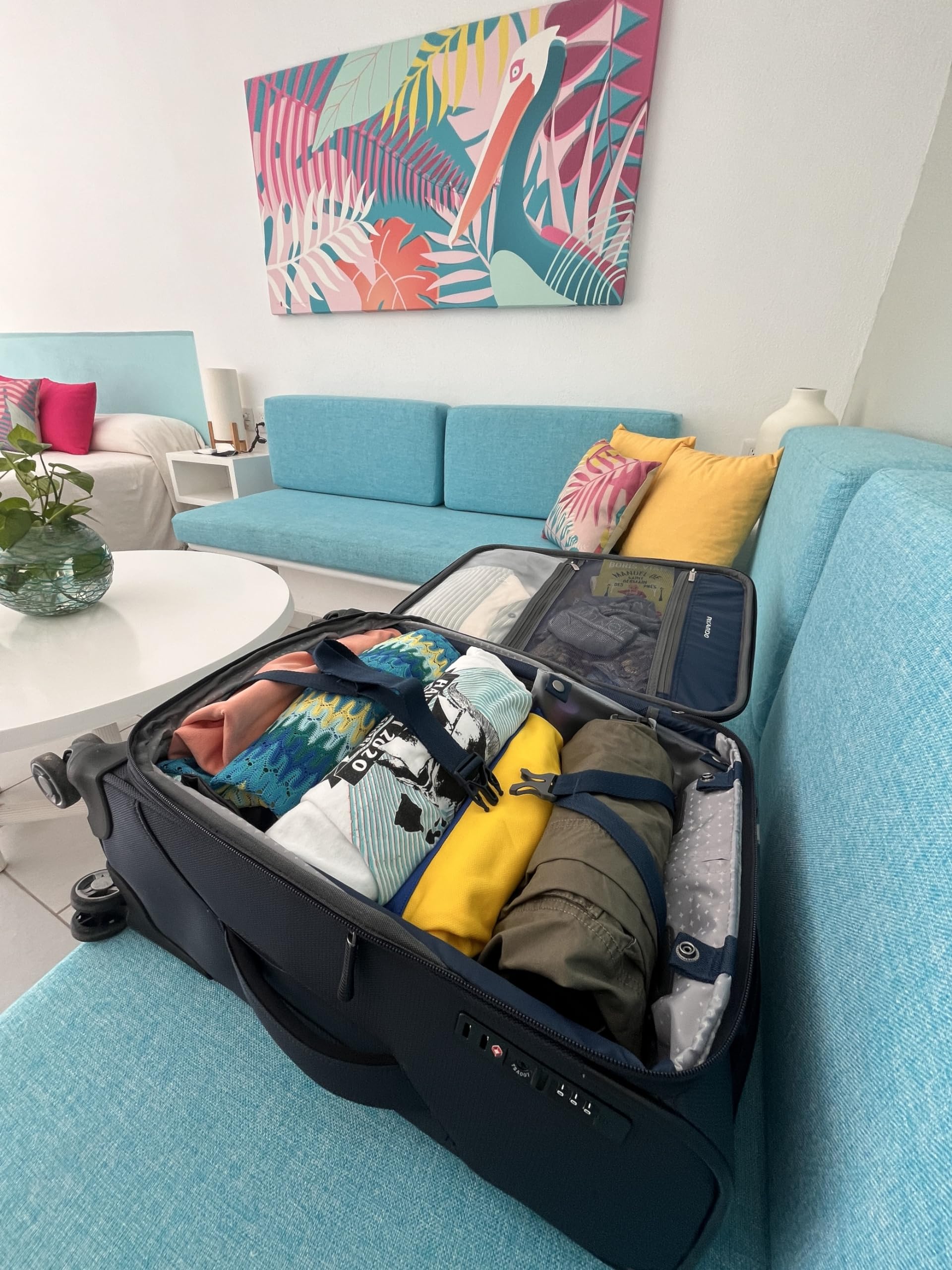 Ricardo Beverly Hills Avalon Softside Luggage Made with Sustainable 100% Recycled PET (rPET), Lightweight, Eco-Friendly Travel, Expandable, Dual Spinner Wheels ( Storm Blue , 20-inch ) Storm Blue 20 Inch U4
