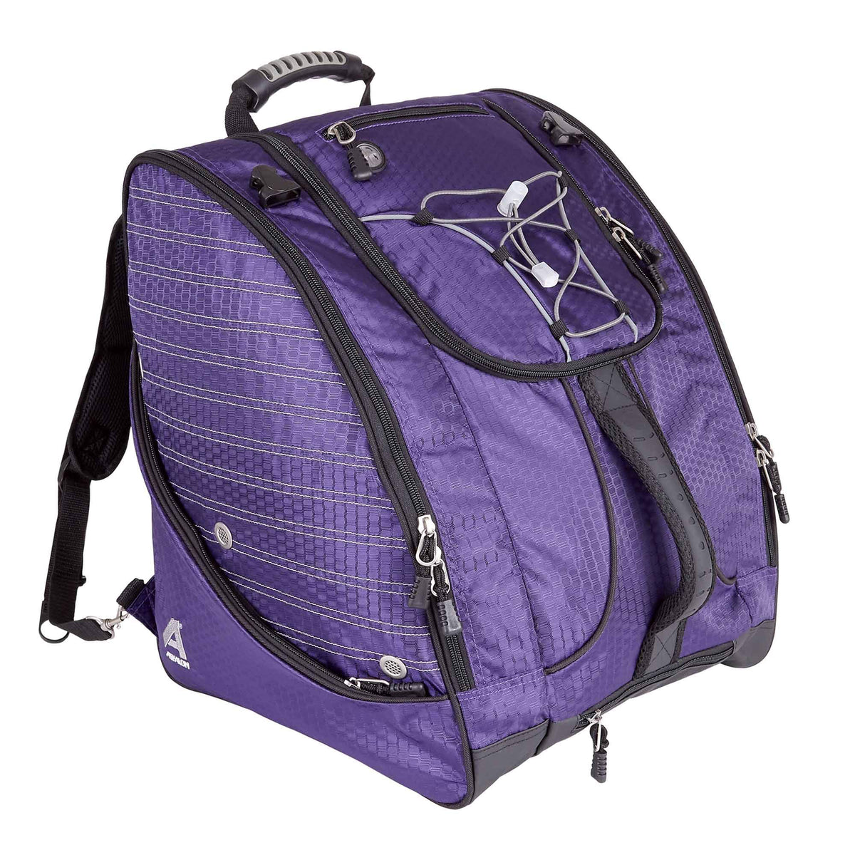 Athalon Everything Ski Boot Bag and Backpack Plus– Ski - Snowboard – Holds Everything – (Ski Boots, Helmet, Goggles, Gloves) Purple/Black One Size U2